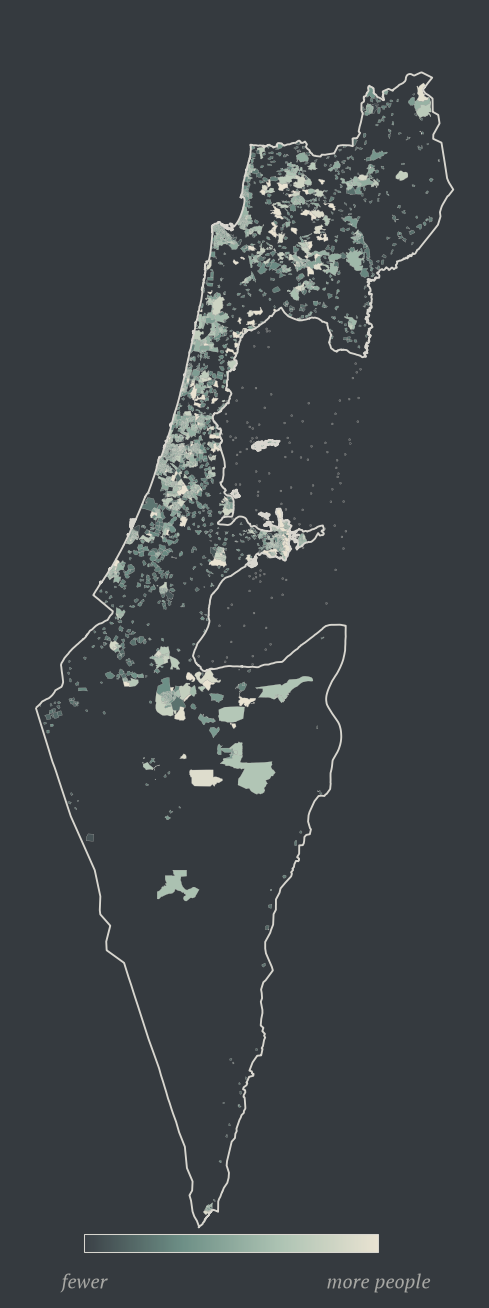 The 3,187 statistical areas, shaded by population